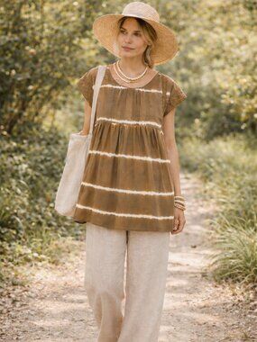 Anthropologie Lagenlook Tie Dye Tunic Top Boho Oversized Layering 100% Cotton SP